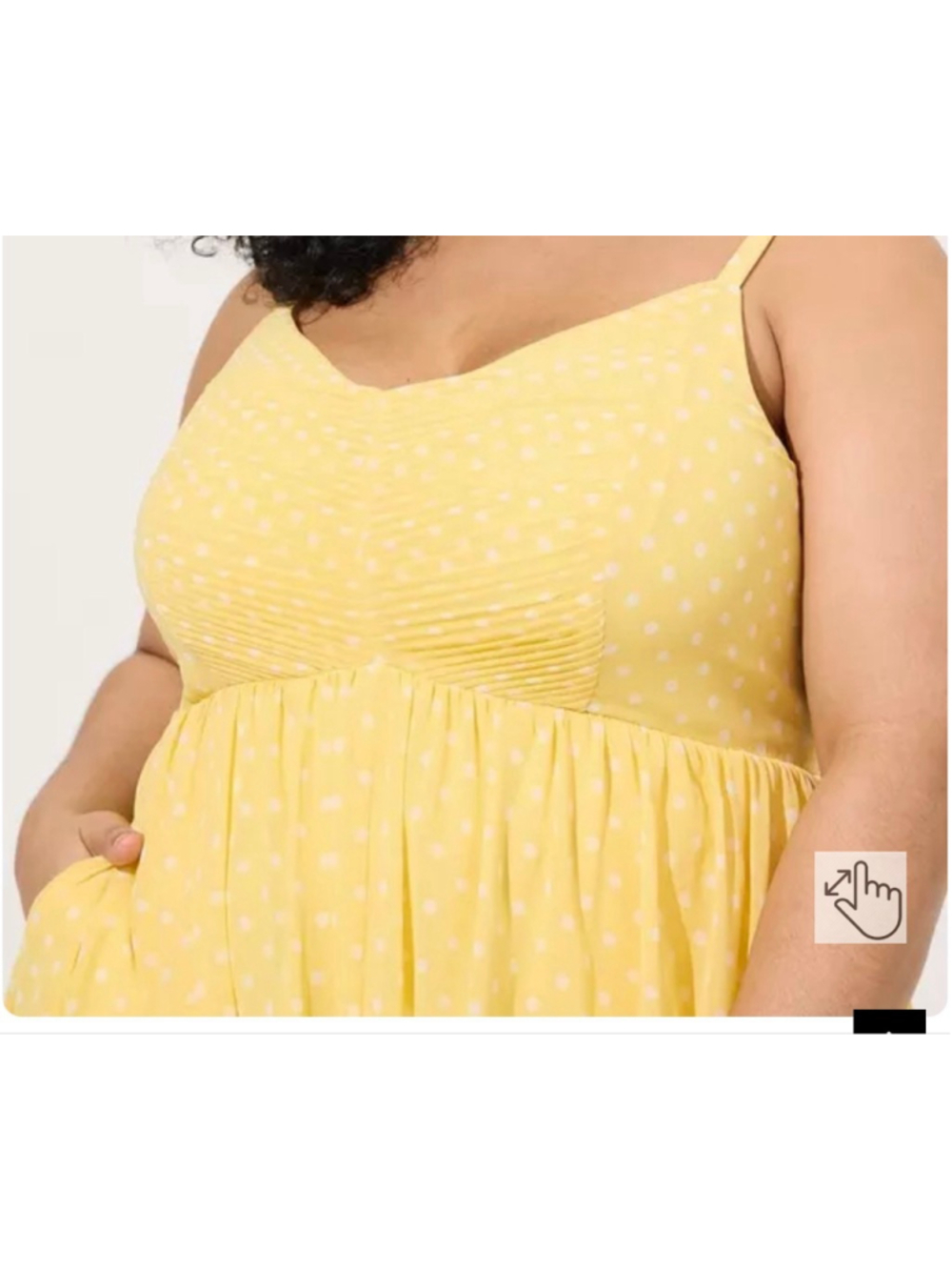 Plus Size Yellow Spotted Midi Dress - Elegant Strappy Summer Style - Picture 2 of 10